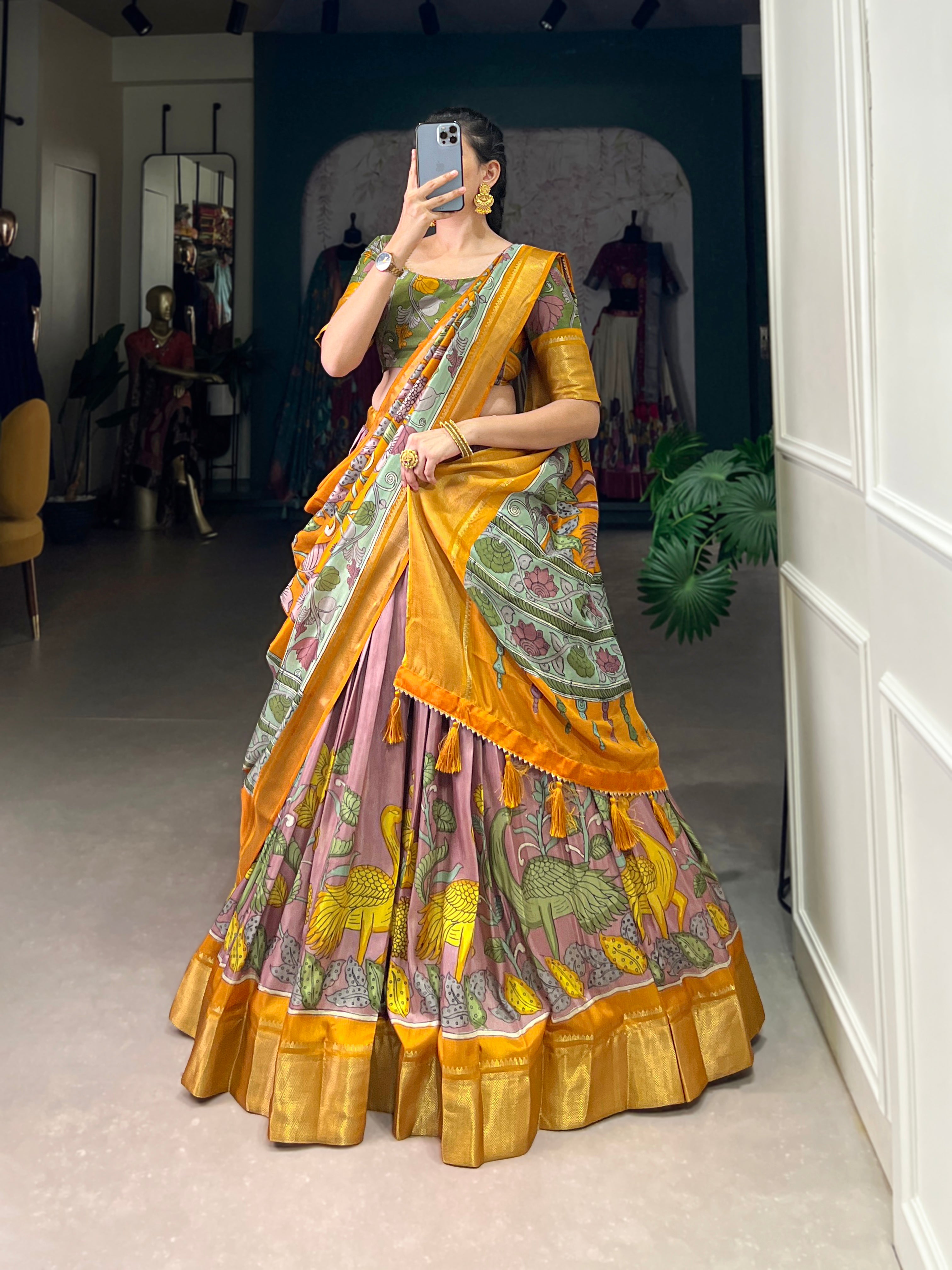Presenting a perfectly blendedTussar silk lehenga for festive season to charm your look!β¨ - Navratri And other Festival